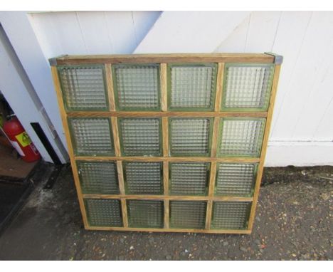 Wooden framed glass block wall light H67cm W67cm D9cm approx&nbsp;