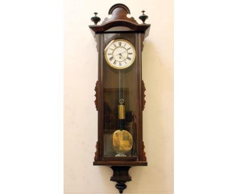 A VIENNA TYPE WALL TIME PIECE, late 19th century, the single weight driven movement stamped 2763, two piece 6 1/2" white enam