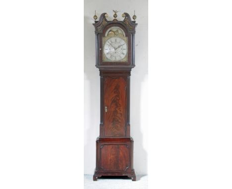 A MAHOGANY LONGCASE MUSICAL CLOCK, the Edwardian eight day triple weight driven chiming movement with anchor escapement, rack