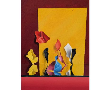 A Group Of Six Contemporary Pictures To include Lisa Walton's "Question of Balance X" acrylic on canvas, 20.5cm x 20.5cm; two