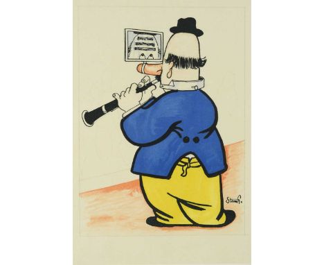Robert Storm Petersen (1882-1949) a caricature of a man playing a clarinetlithograph54 x 40.5cm