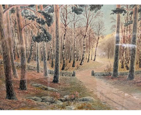 A Group Of Three Pictures to include a 19th or early 20th century British school landsape watercolour, signed, 34.5cm x 50cm;