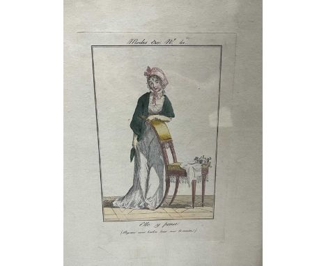 Three original hand-coloured, framed Paris fashion plates, 'Costumes Parisiens' by Philibert-Louis Debucourt, from 'Journal d