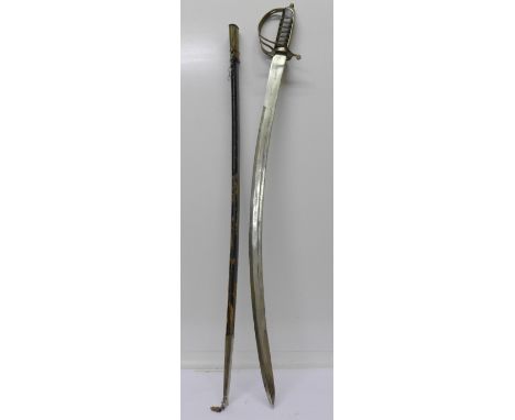 An Indian sword and scabbard, length of blade 78.5cm