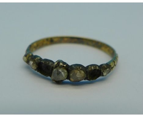 A Georgian old cut diamond set ring, a/f, 1.1g, K