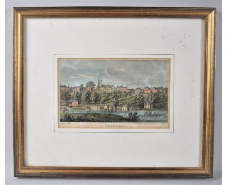 A Framed Coloured Print, Market Drayton, Printed for the Shropshire Gazetteer After Gauci,&nbsp;11X18cm, Full size 33X28cm