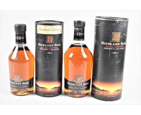 Two Bottles of Highland Park Single Malt Scotch Whisky from Orkney Islands, Aged 12 Years, 1ltr and 70cl 