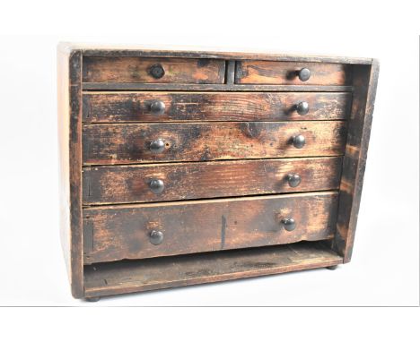 A Vintage Wooden Engineers Chest, Missing Front Panel, 40.5cms Wide 