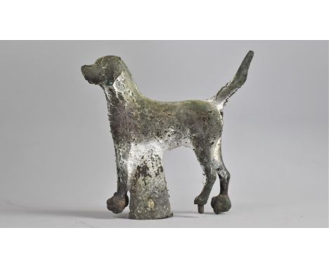 A Cast Metal Study of a Foxhound, Formerly a Clock Mount or Similar, 17cms High 
