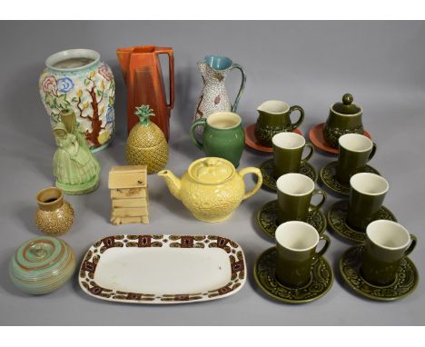 A Collection of Various Mid/Late 20th Century Ceramics to Comprise Green Glazed Coffee Cans and Saucers, Wood's Indian Tree V