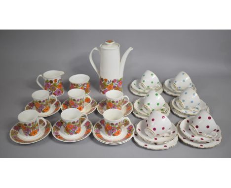 A Royal Vale Polka Dot Pattern Tea Set to Comprise Six Cups, Saucers and Side Together with an Elizabethan Portobello 5 Patte