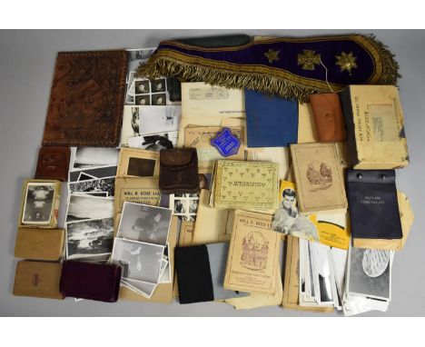 A Large Collection of Ephemera to Comprise Vintage Monochromatic Photographs, Miniature Prayer Books, Masonic Sash, Leather W