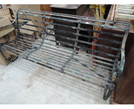 A metal painted garden bench, approx. 6ft