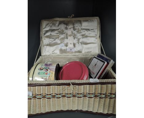 A selection of vintage embroidery sewing and haberdashery items