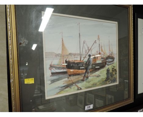 A vintage mixed medium painting of Dock worker
