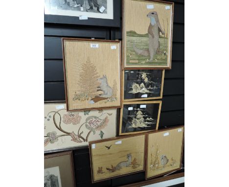 A selection of vintage mixed medium craft works of animals and wildlife