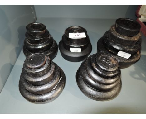 A selection of vintage cast graduated weights