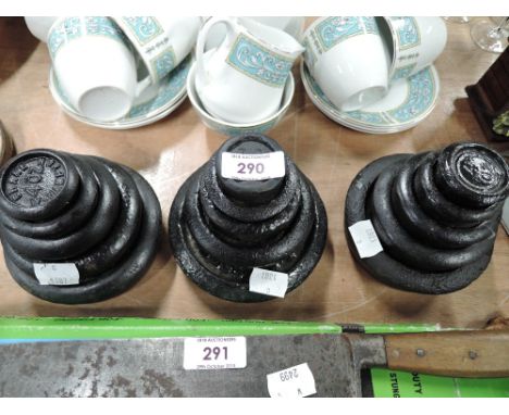 A selection of vintage graduated cast weights