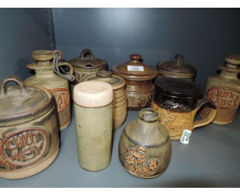 A selection of vintage earthen ware kitchen ceramics by Tremar pottery
