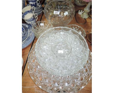 A selection of vintage clear cut and crystal glass wares