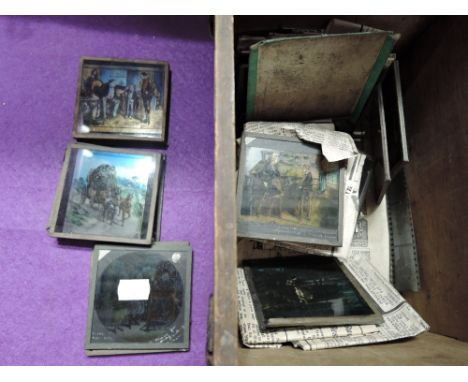 A selection of vintage magic lantern slides various subject matters