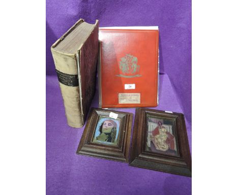 Two vinatge brass and enamel design plaques on marked Pavlova and Sybil Thorndyke