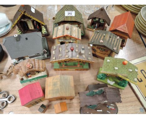 A selection of vintage miniature Swiss style cottages