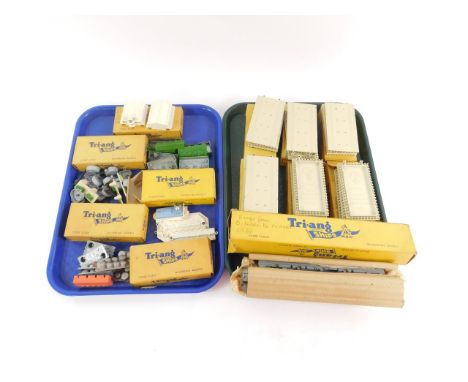 Tri-ang Minic Dockside accessories, Waterline Models, scale 1:1200, including Quaysides, Customs Sheds, Warehouses, and Ocean