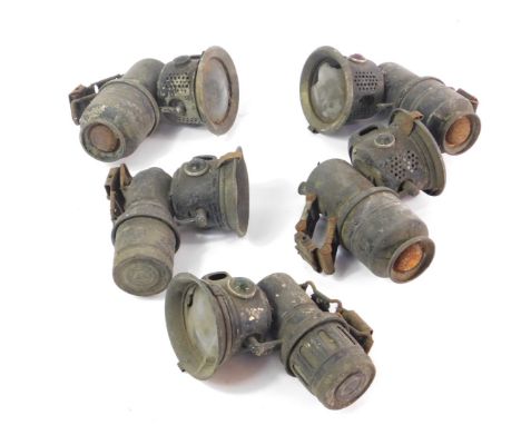 Five various vintage bicycle lamps.