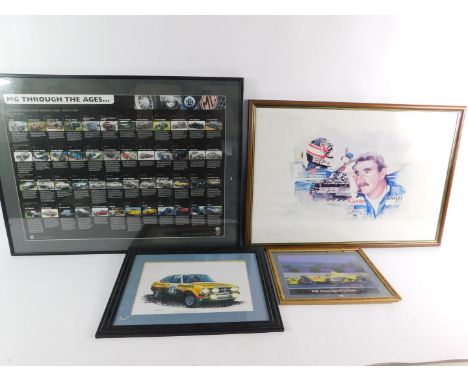 Peter Ratcliffe. Man and Machine, limited edition print,  810/950, signed by the artist and Nigel Mansell, with certificate, 