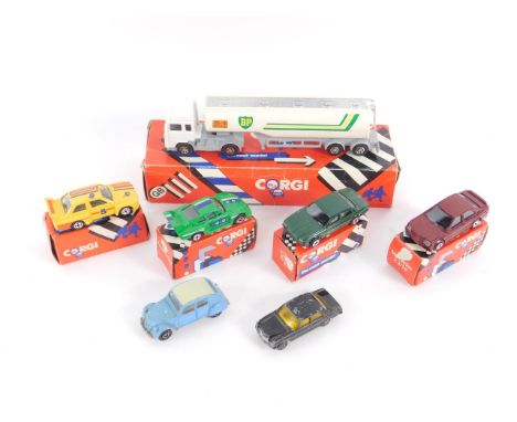 A Corgi die cast Seddon Atkinson Tanker, 53461, Jaguar X40, Mercedes 2.3/16, BMW M3 racing car and a Porsche 935, all boxed, 