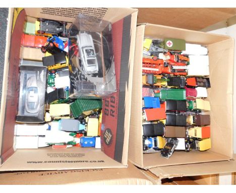 Matchbox Corgi and other die cast vehicles, including vintage trucks, cars, and fire appliances, some boxed. (qty)