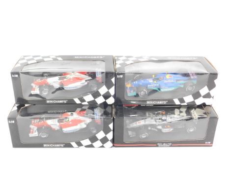 Four Minichamps Models of Racing Cars, scale 1:18, comprising Mclaren Collection, Mclaren Mercedes MP4/14, David Coulthard; R