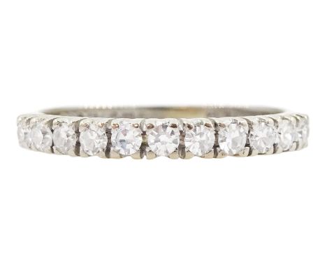 18ct white gold round cut diamond half eternity ring, Birmingham 1965, total diamond weight approx 0.35 carat Condition Repor