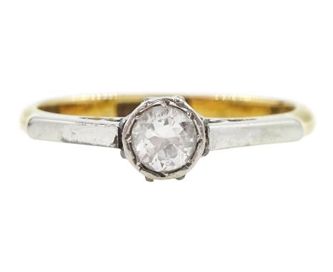 Early 20th century gold single stone old cut diamond ring, stamped 18ct Plat, diamond approx 0.15 caratCondition Report:Appro