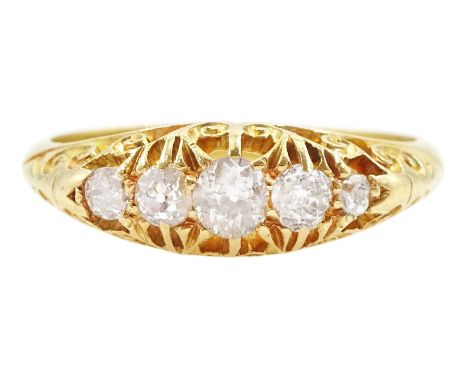 Early 20th century graduating five stone old cut diamond ring, Birmingham 1912, total diamond weight approx 0.35 caratConditi