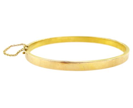 Early 20th century 18ct gold plain hinged bangleCondition Report:Approx 7.0gm, tested 18ct, inner circumference = 17cm, width