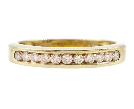 9ct gold channel set round brilliant cut diamond half eternity ring, hallmarkedCondition Report:Approx 2.2gm, size N, max dep