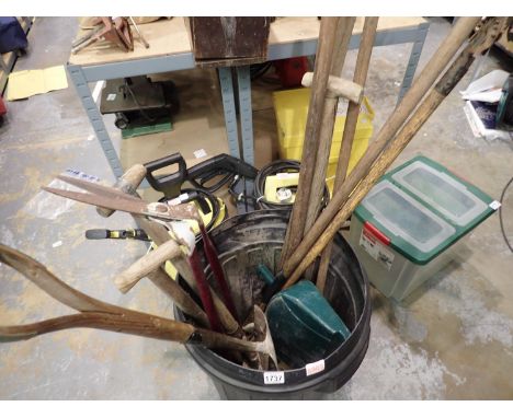 Quantity of garden tools to include spades ( bin not included ). Not available for in-house P&amp;P, contact Paul O'Hea at Ma