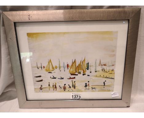 2016 framed Lowry print,Yachts no. 19080 16/29 25 x 20 cm. Not available for in-house P&amp;P, contact Paul O'Hea at Mailboxe