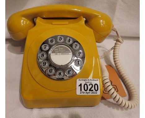 Mustard New old stock boxed GPO746 retro push button telephone boxed with all accessories. compatible with modern telephone b