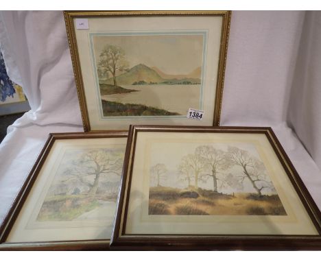 A Prescott (20th century); three watercolours,  Bridgewater Canal, Grasmere and another, largest: 22 x 17 cm. Not available f