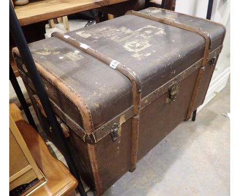 Military issue wood bound trunk RWF Royal Welsh Fusiliers with working lock and key. Not available for in-house P&amp;P, cont