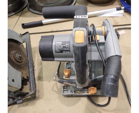Titan plunge saw. Not available for in-house P&P, contact Paul O'Hea at Mailboxes on 01925 659133All electrical items in this