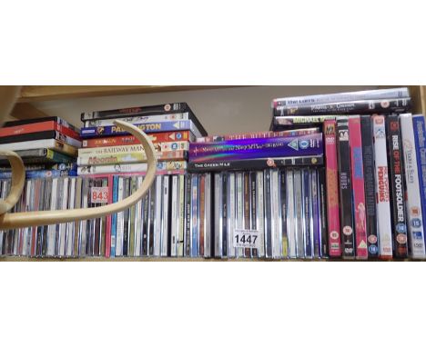 Shelf of mixed CDs and DVDs to include ABBA. Not available for in-house P&amp;P, contact Paul O'Hea at Mailboxes on 01925 659