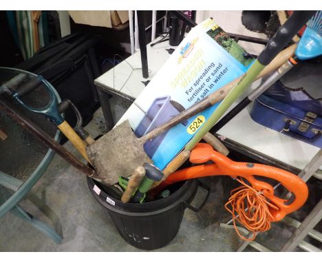 Bin of garden tools spades, hedge trimmers etc. (bin not included). Not available for in-house P&amp;P, contact Paul O'Hea at