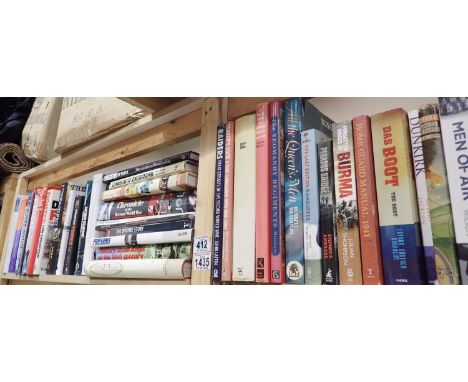 Two shelves of military books to include, War Movies by Tom Perlmutter. Not available for in-house P&amp;P, contact Paul O'He