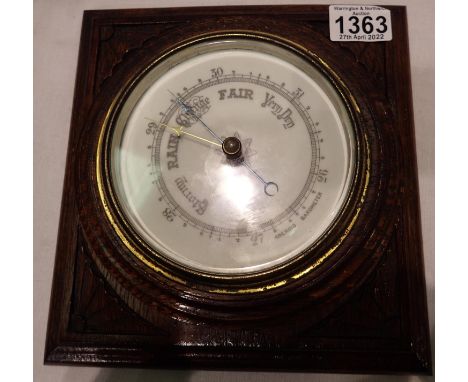 Oak framed barometer. Not available for in-house P&amp;P, contact Paul O'Hea at Mailboxes on 01925 659133 