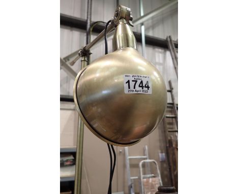 Brass standard lamp with lever adjustable arms. Not available for in-house P&P, contact Paul O'Hea at Mailboxes on 01925 6591