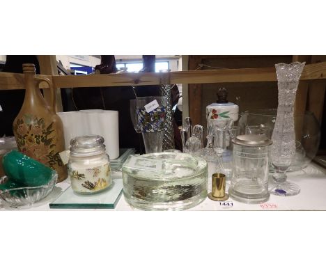 Shelf of mixed glass. Not available for in-house P&amp;P, contact Paul O'Hea at Mailboxes on 01925 659133 